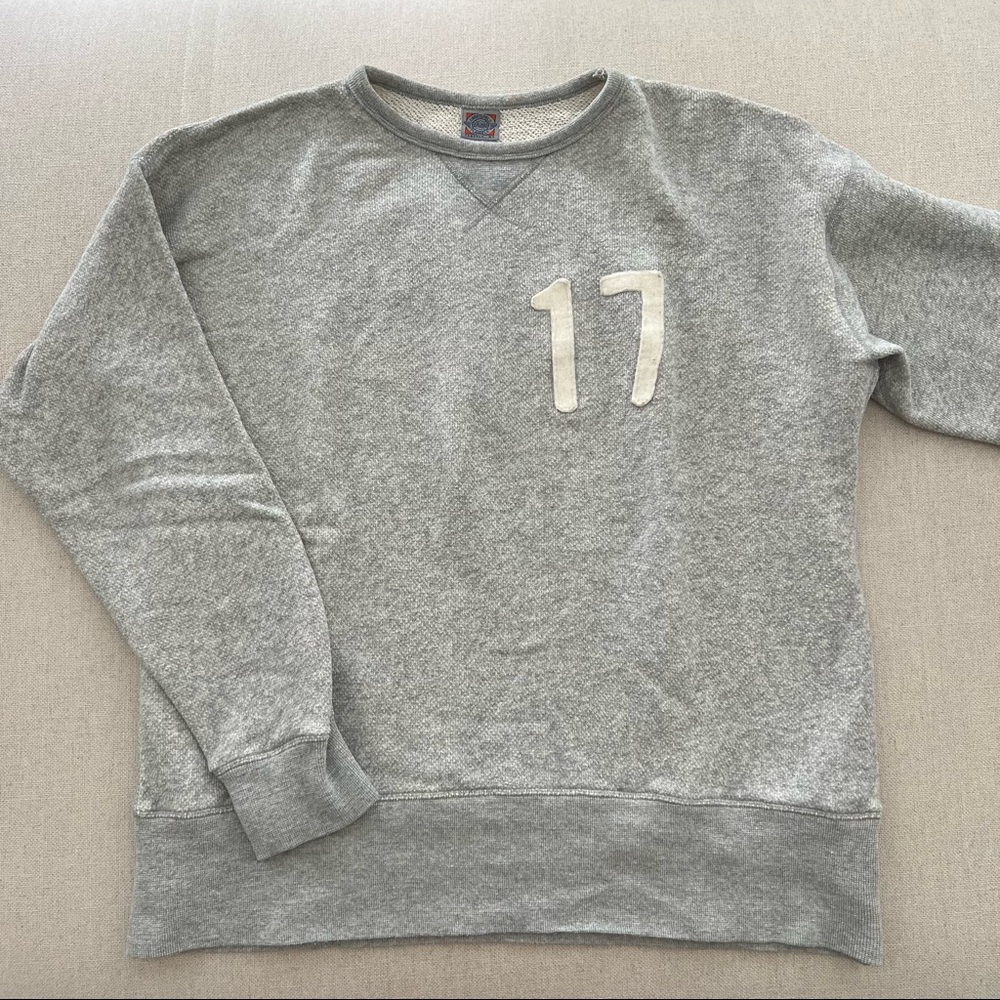 LESS17 x EBBETS FIELD FLANNELS Vintage Authentic Gray Sweatshirt